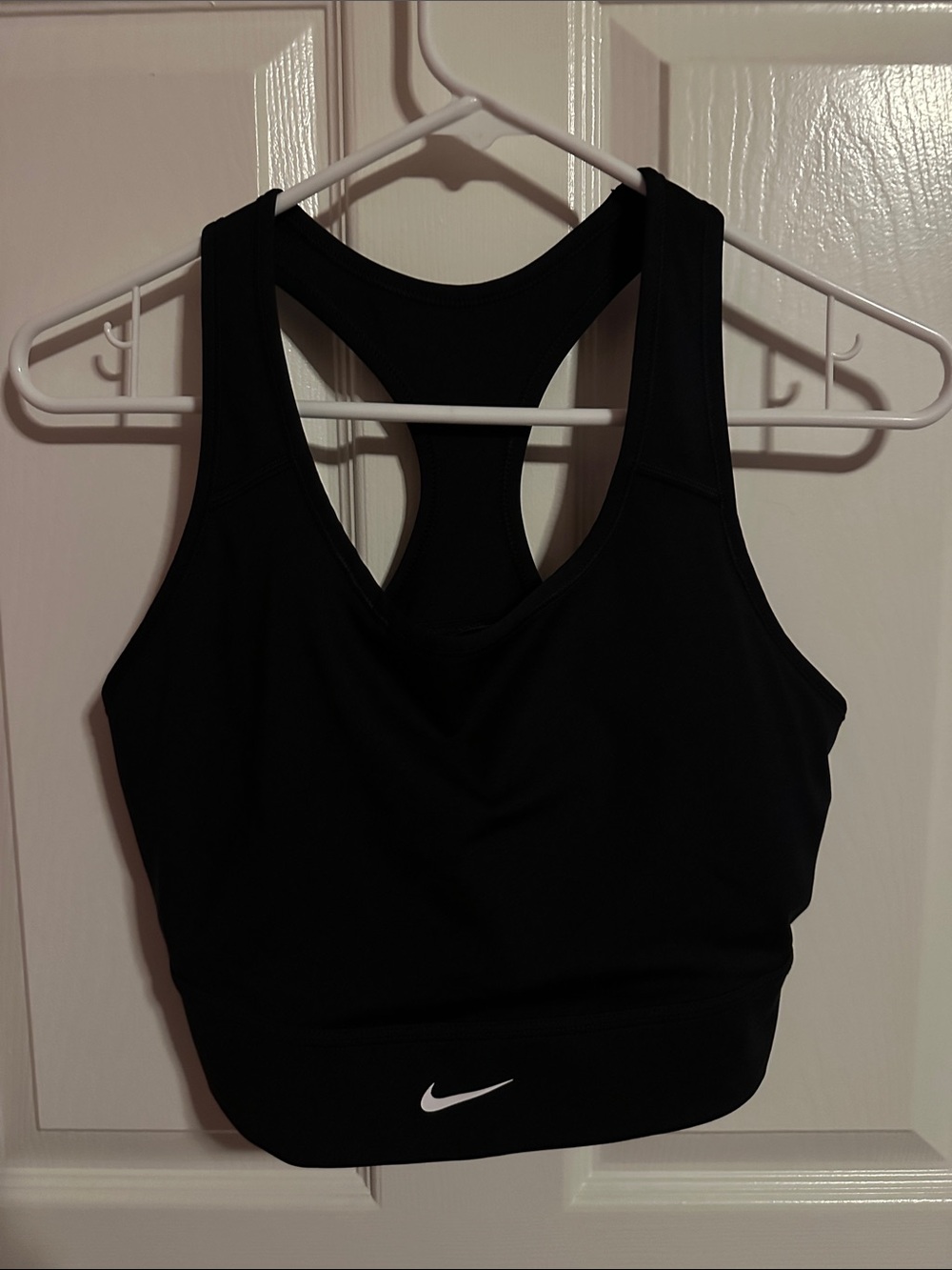 Nike Black Racerback Support Sports Bra, built in padding with Swoosh